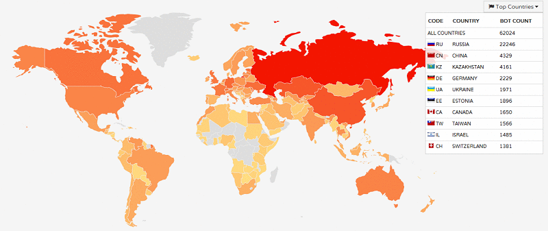 Botnet Map карта ддос-ботов